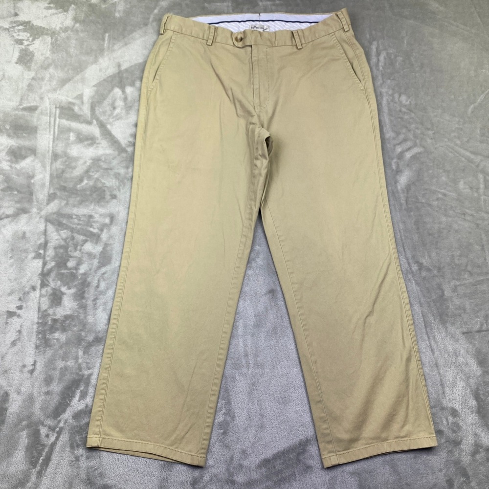 Peter Millar Men's Khaki Chino Pants Flat Front Classic Fit Size 34 Casual Dress